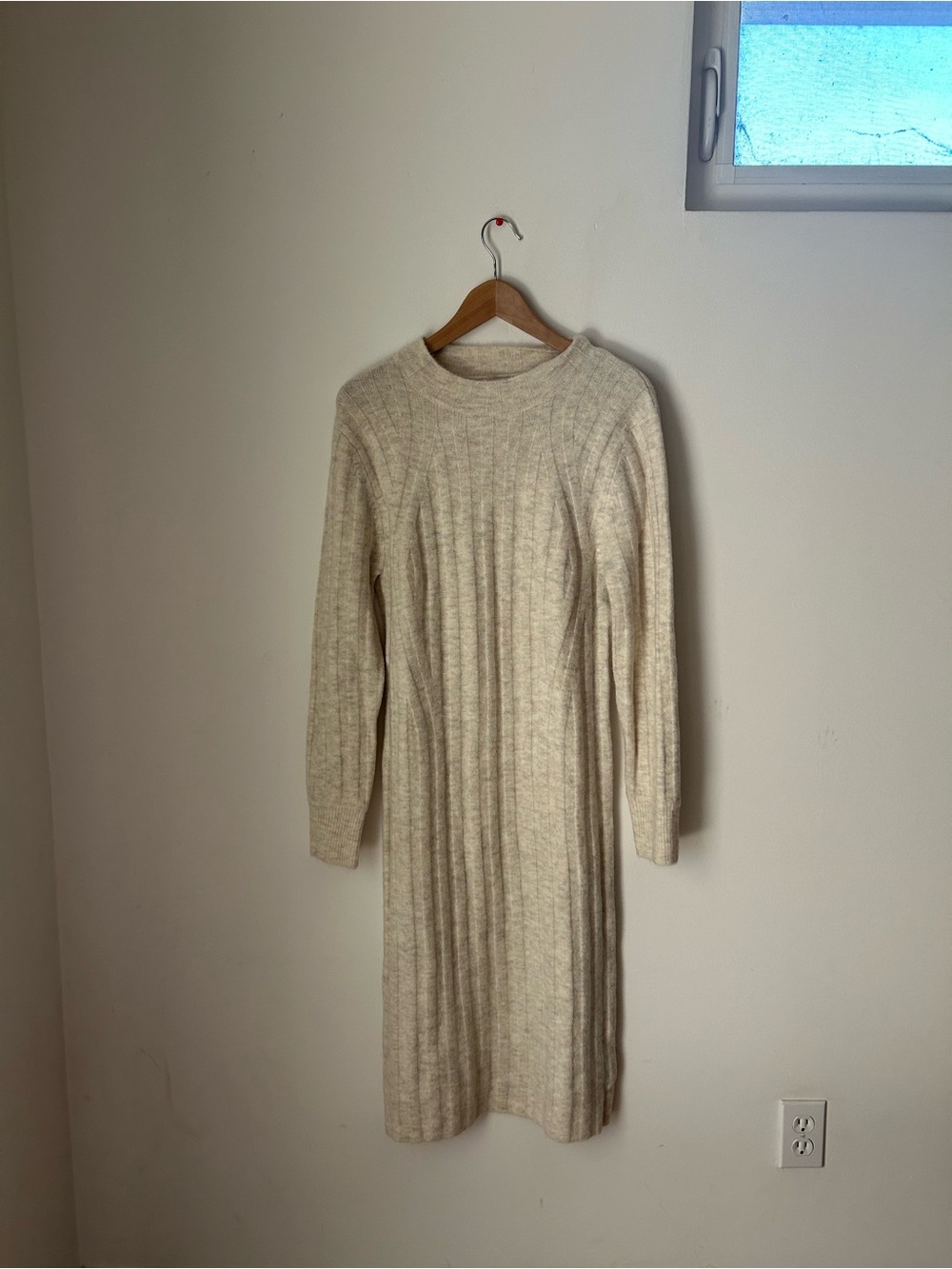 a new day Cream Ribbed Long Sleeve Knit Dress